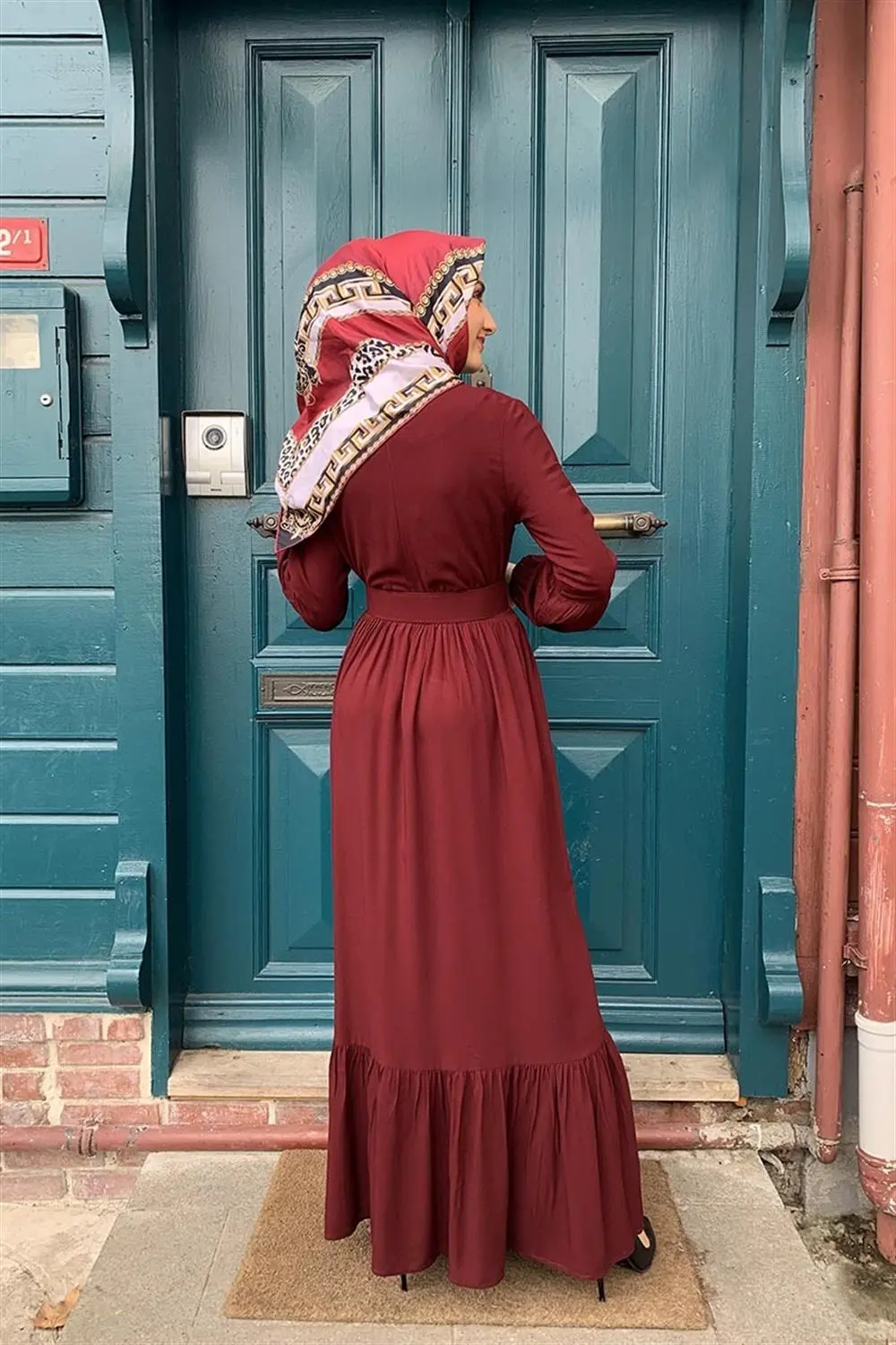 Kemer Detaylı Tesettür Elbise-detail