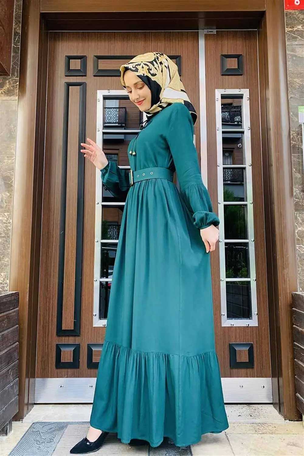 Kemer Detaylı Tesettür Elbise-detail