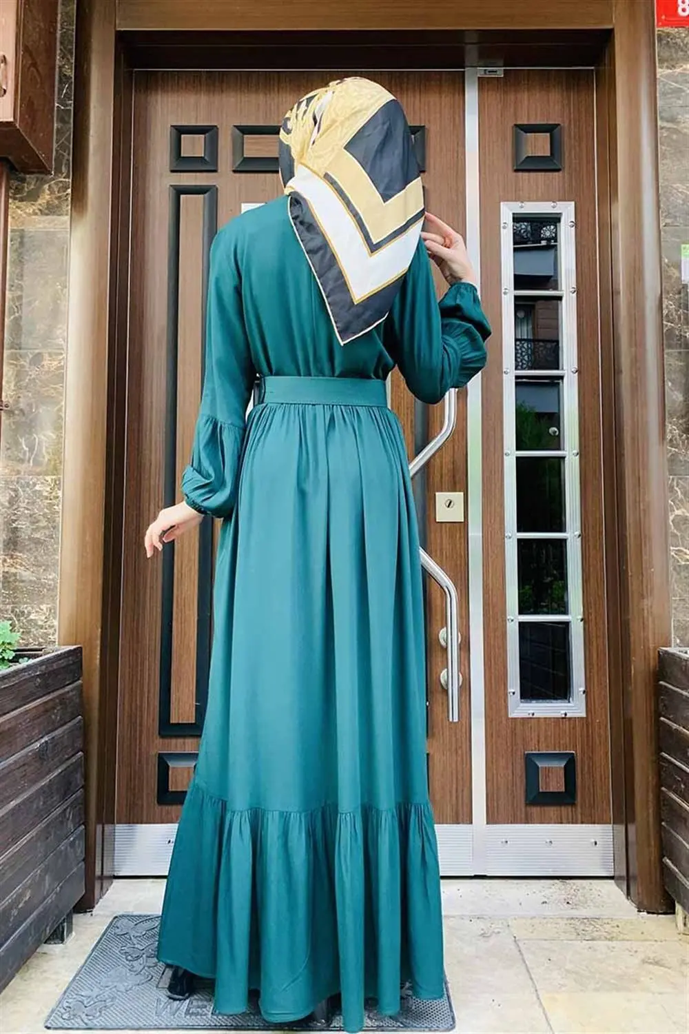 Kemer Detaylı Tesettür Elbise-detail