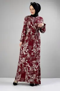 Belted Patterned Hijab Dress