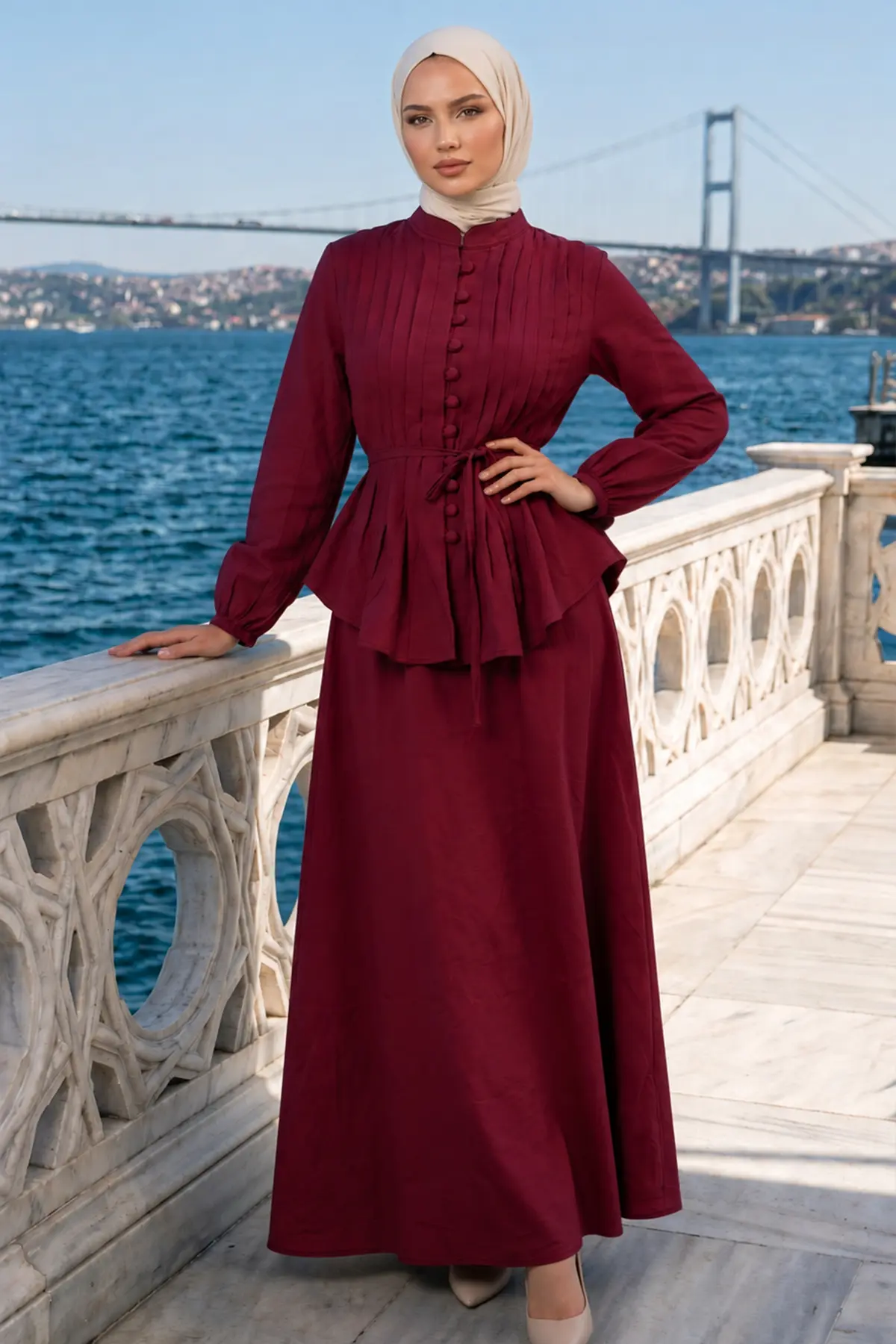 Belted Skirt Set-detail