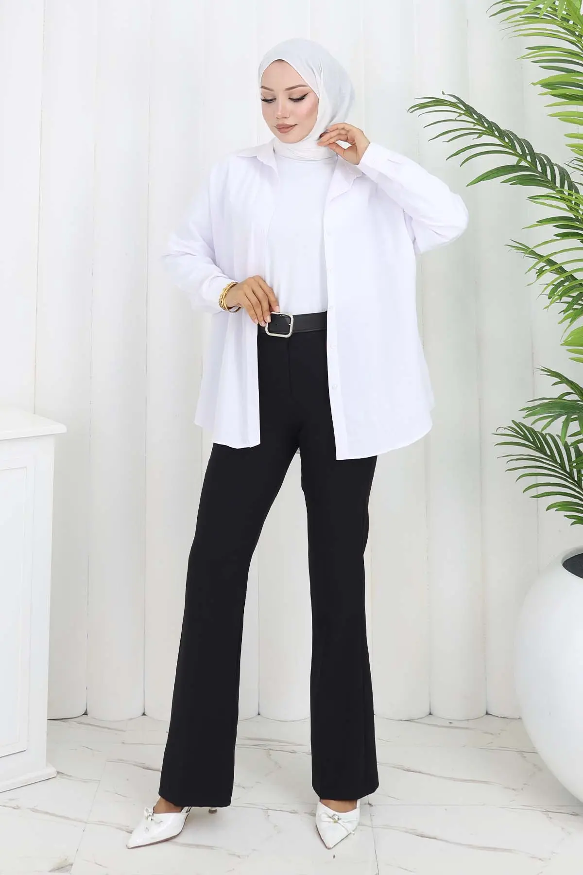 Kemerli Ispanyol Paça Pantolon-detail