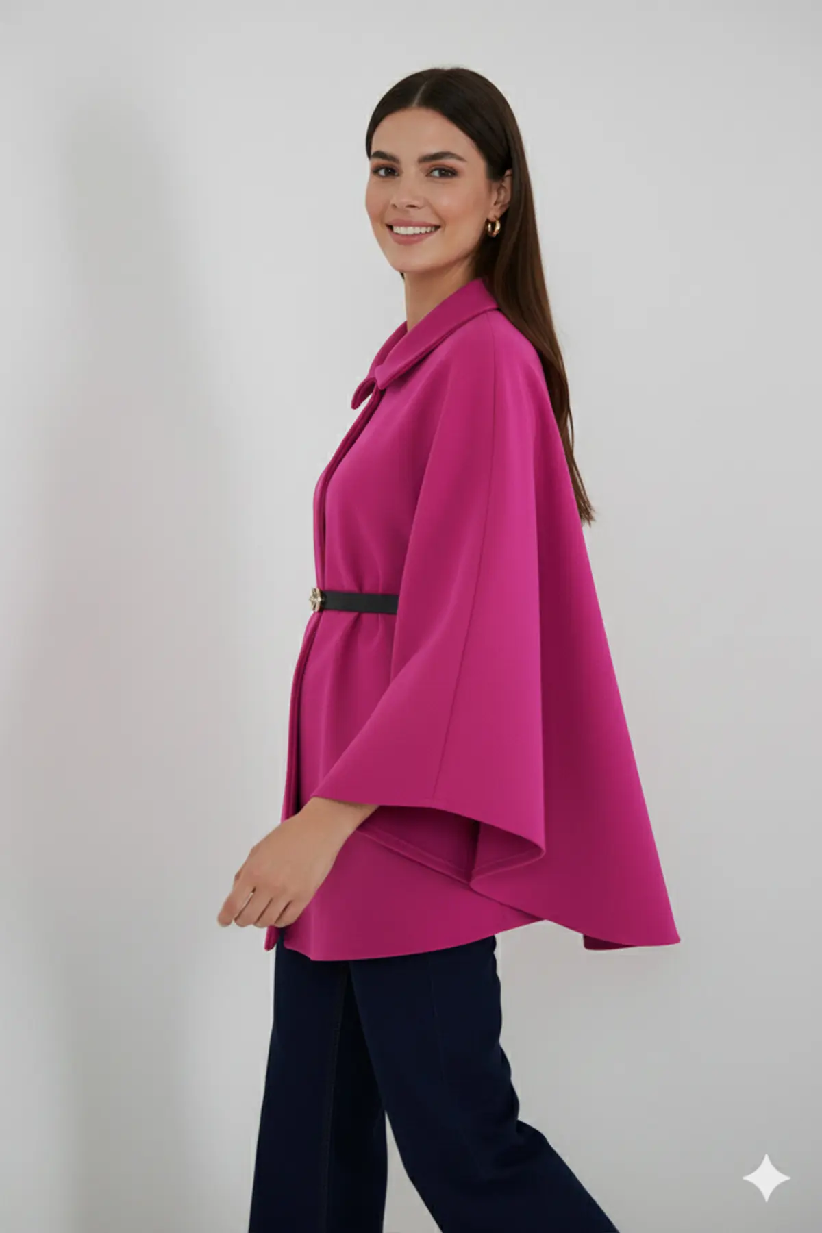 Belted Cashmere Poncho-detail