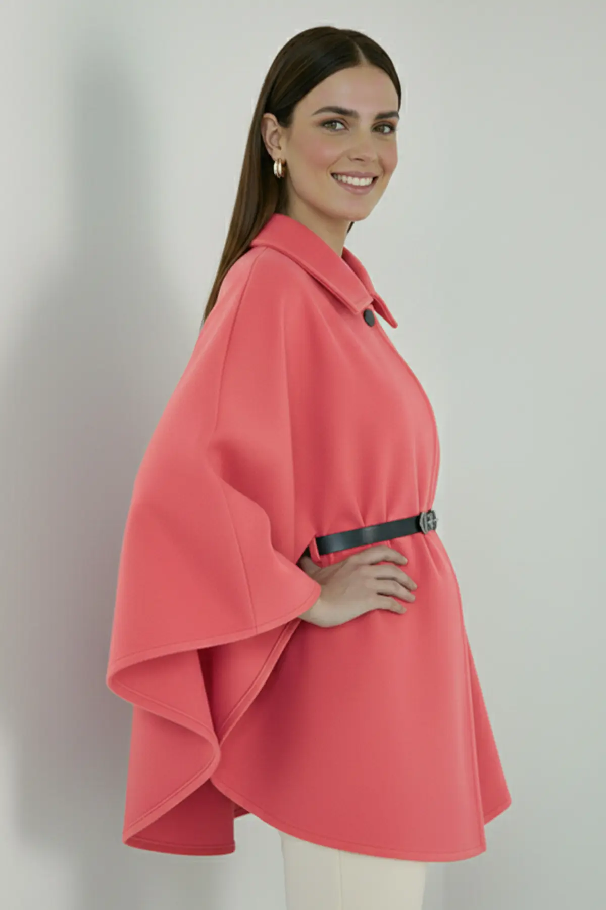 Belted Cashmere Poncho-detail