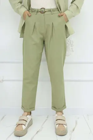 Kemerli Keten Pantolon