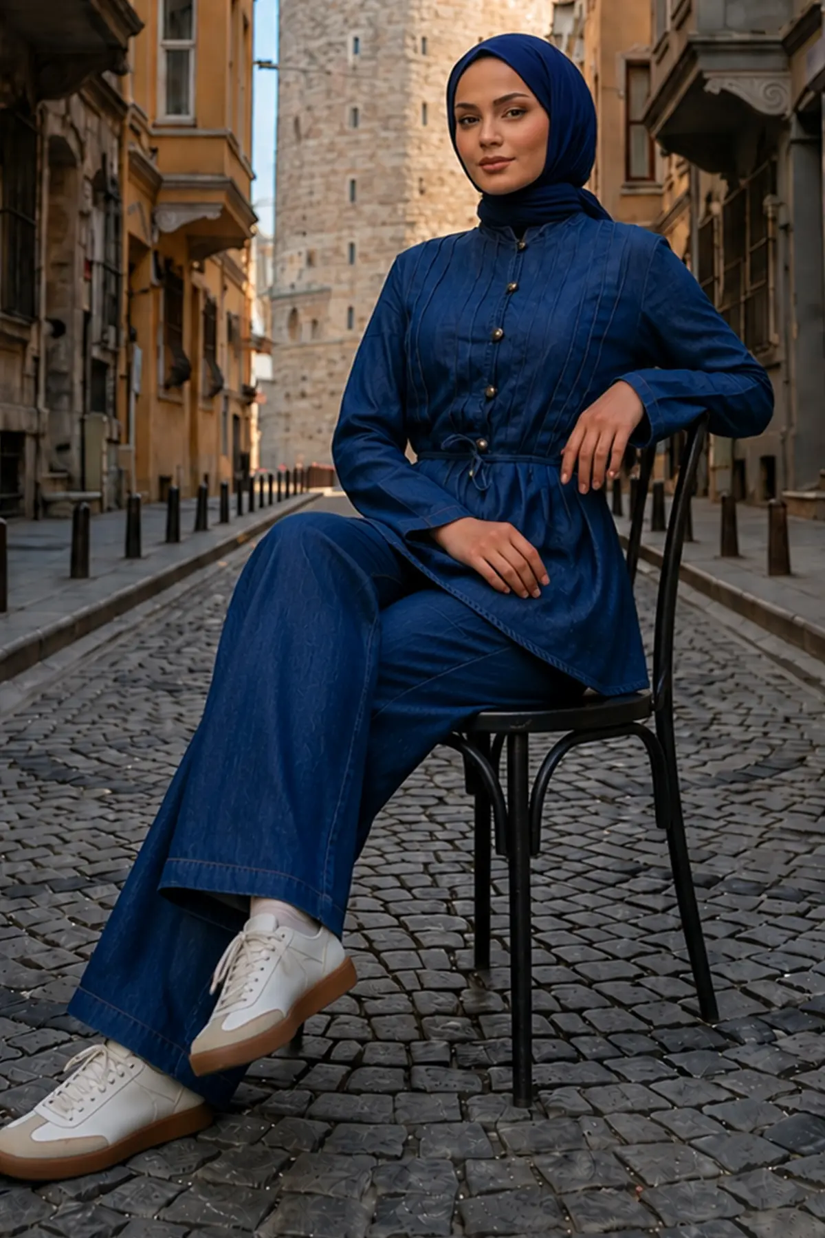 Belted Denim Set-detail
