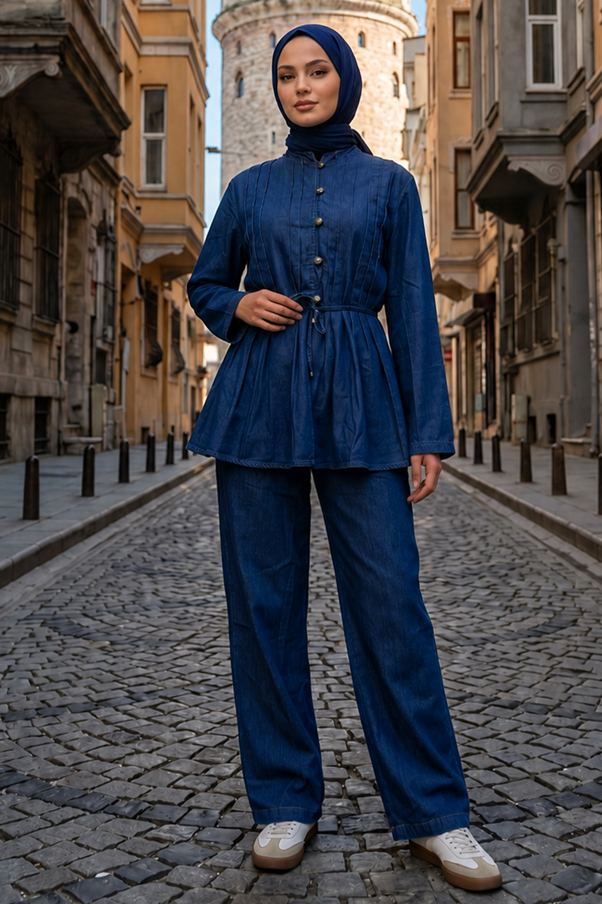 Belted Denim Set