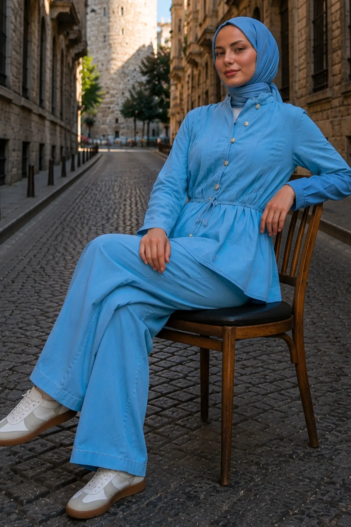 Belted Denim Set-detail