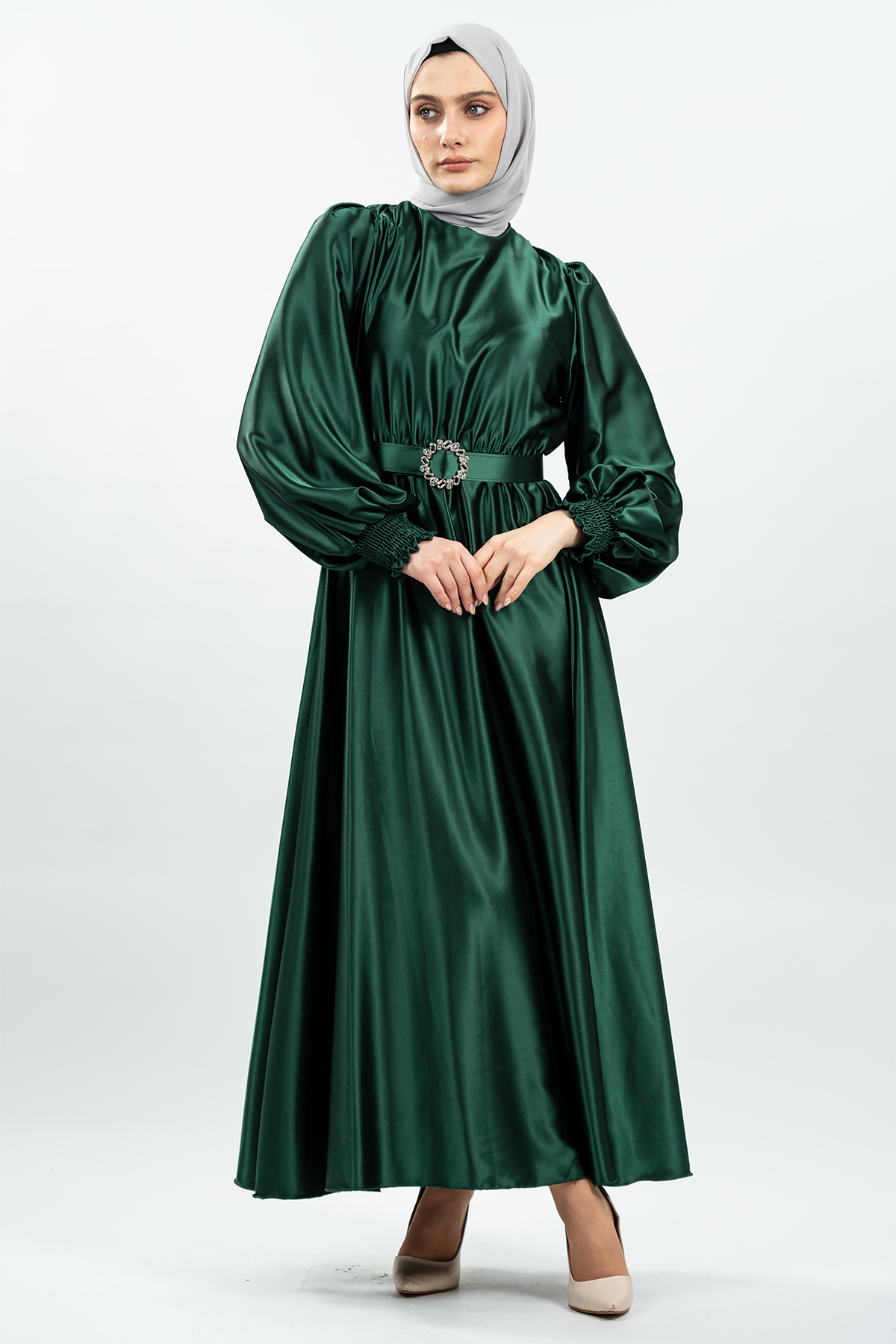 Satin Green Color Dress