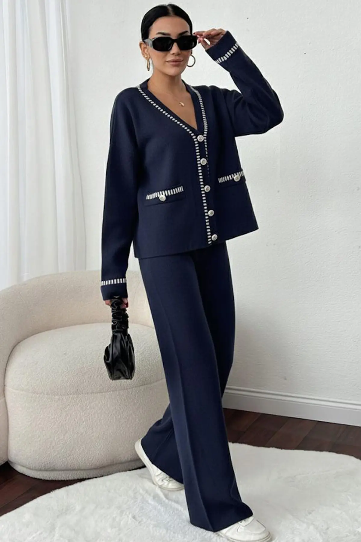 Kesik Çizgili Ceket Takım-detail