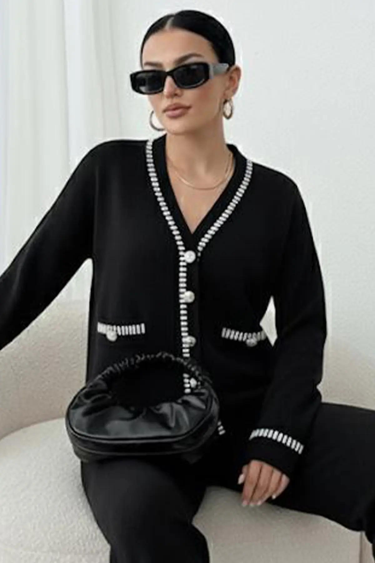 Kesik Çizgili Ceket Takım-detail