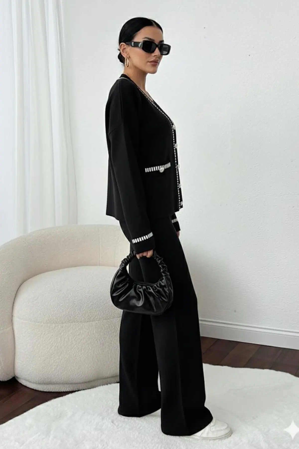 Kesik Çizgili Ceket Takım-detail