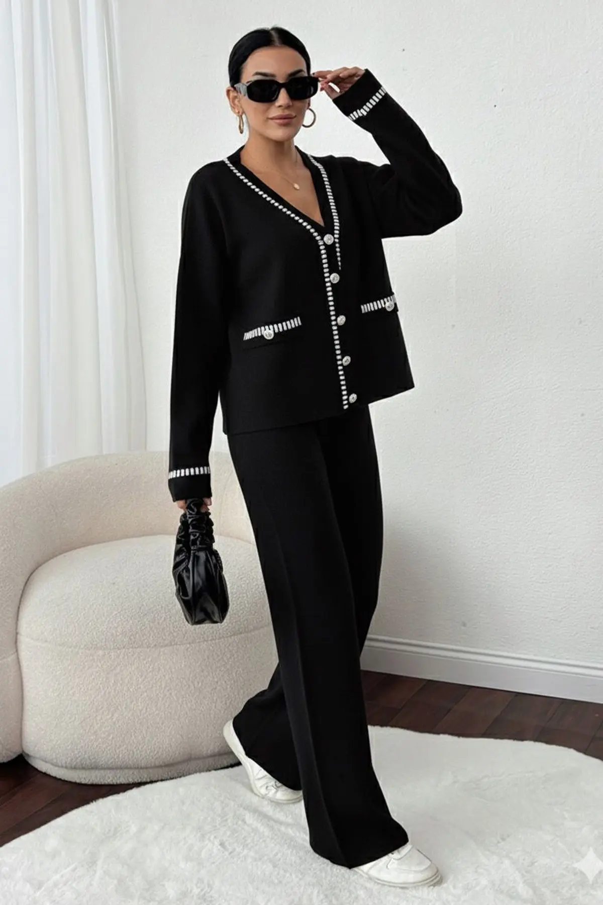 Kesik Çizgili Ceket Takım