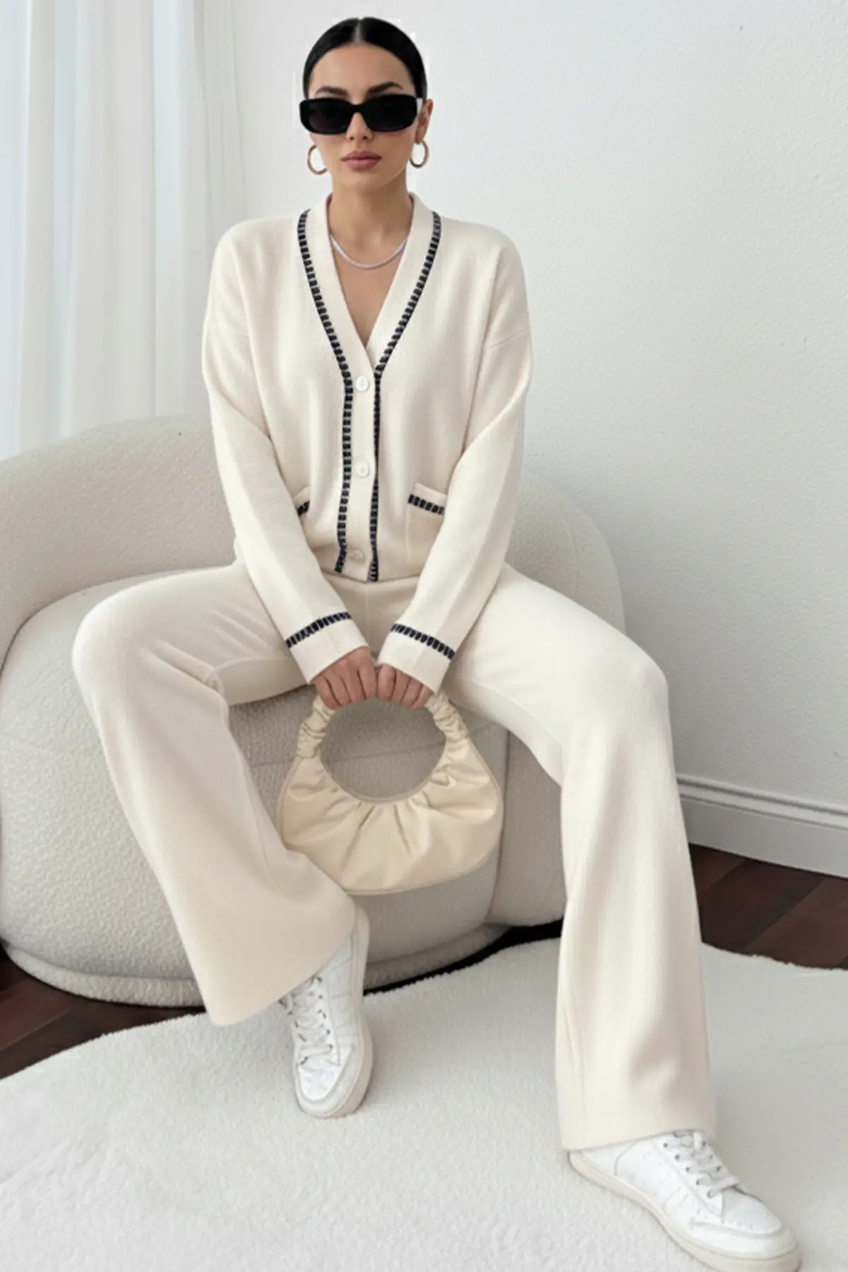 Kesik Çizgili Ceket Takım-detail