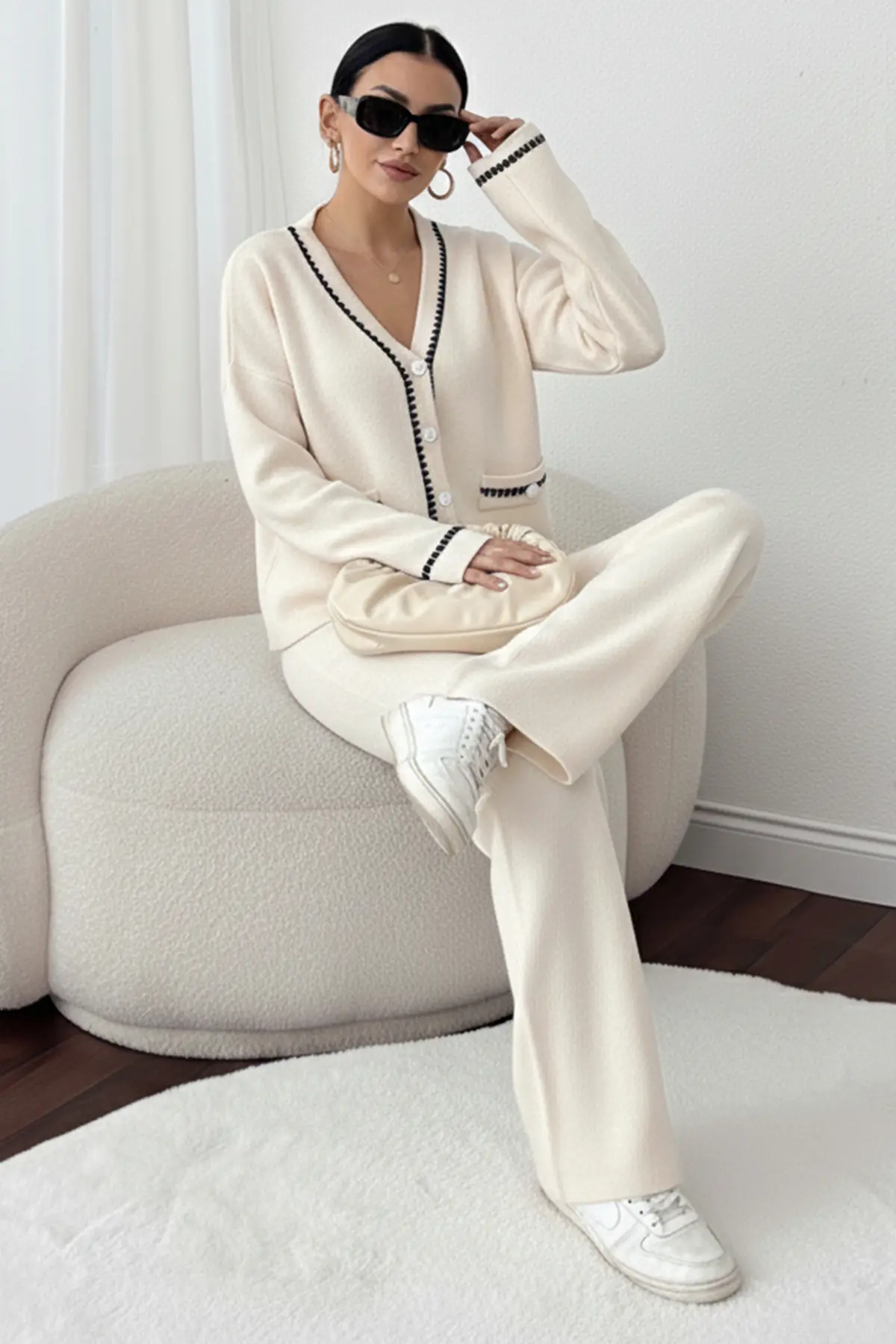 Kesik Çizgili Ceket Takım-detail