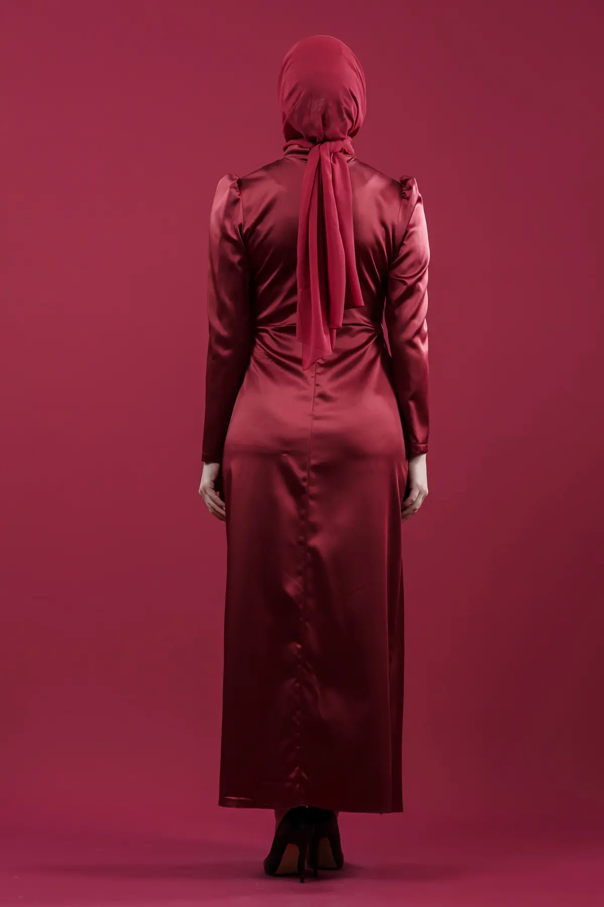 Kırmızı Özel Gün Tesettür Abiye-detail