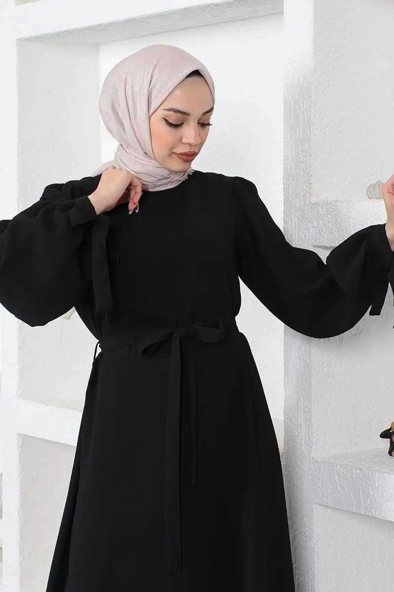 Kolları Bağlamalı Tesettür Elbise-detail