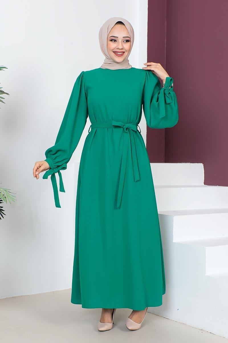 Hijab Dress With Tied Sleeves