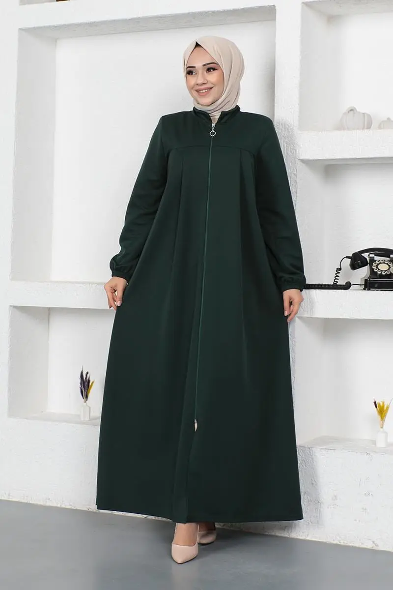 Pleated Abaya With Gathered Sleeves-detail