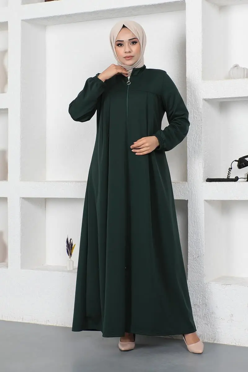 Pleated Abaya With Gathered Sleeves-detail