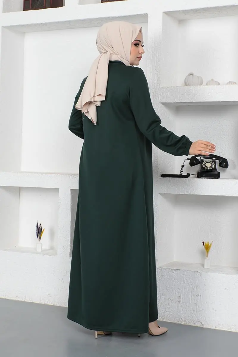 Pleated Abaya With Gathered Sleeves-detail