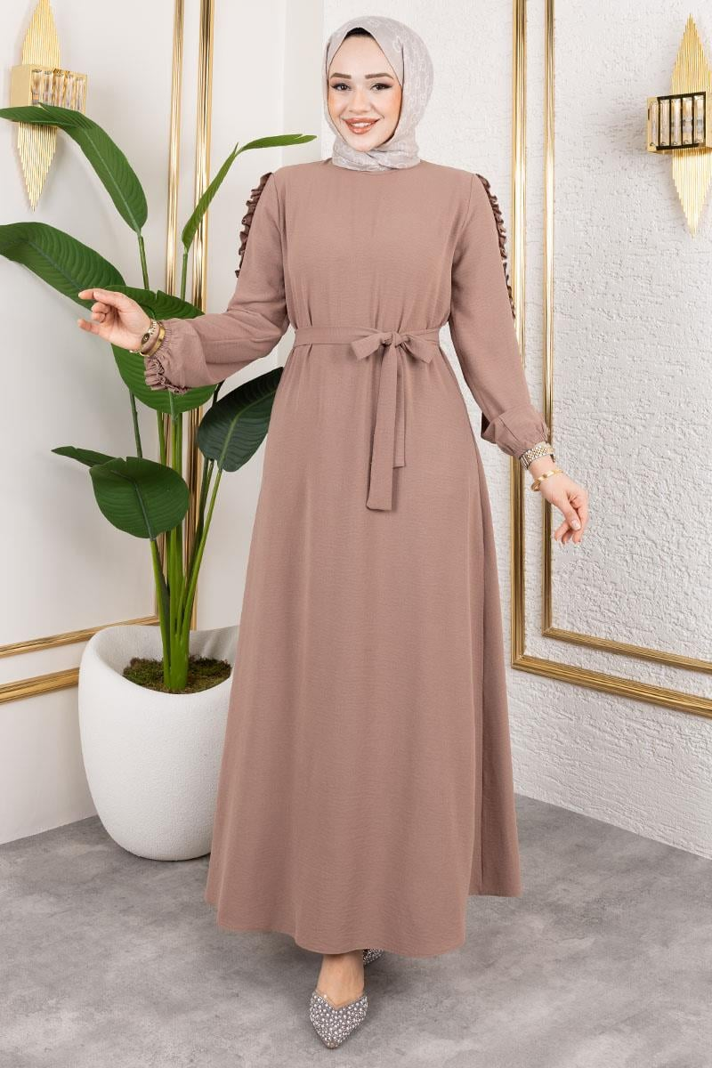 Ruffle Detailed Sleeve Dress