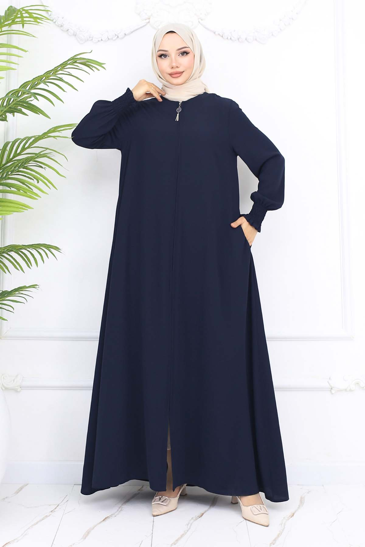 Zippered Abaya With Gipel Sleeves
