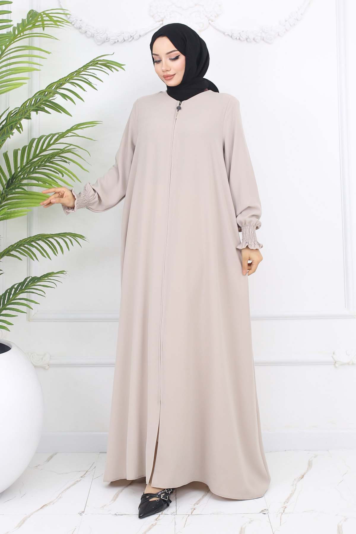 Zippered Abaya With Gipel Sleeves