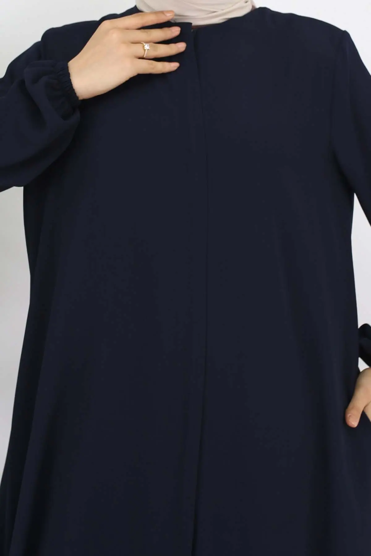 Kolları Lastikli Gizli Fermuarlı Ferace Lacivert 1002-detail