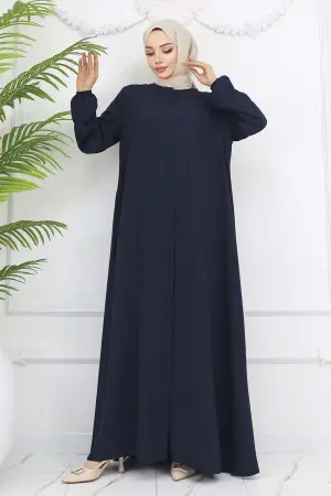 Kolları Lastikli Gizli Fermuarlı Ferace Lacivert 1002