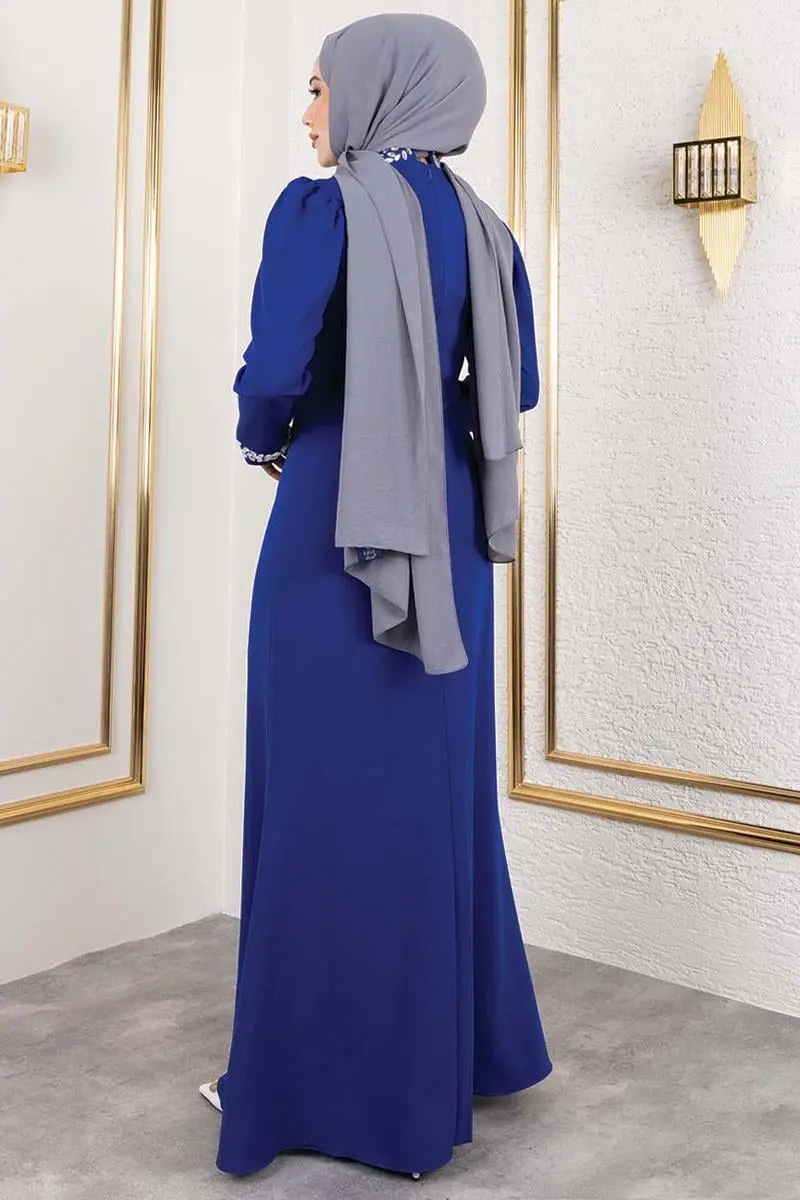 Kolları Ve Önü Taş Detaylı Krep Abiye-detail