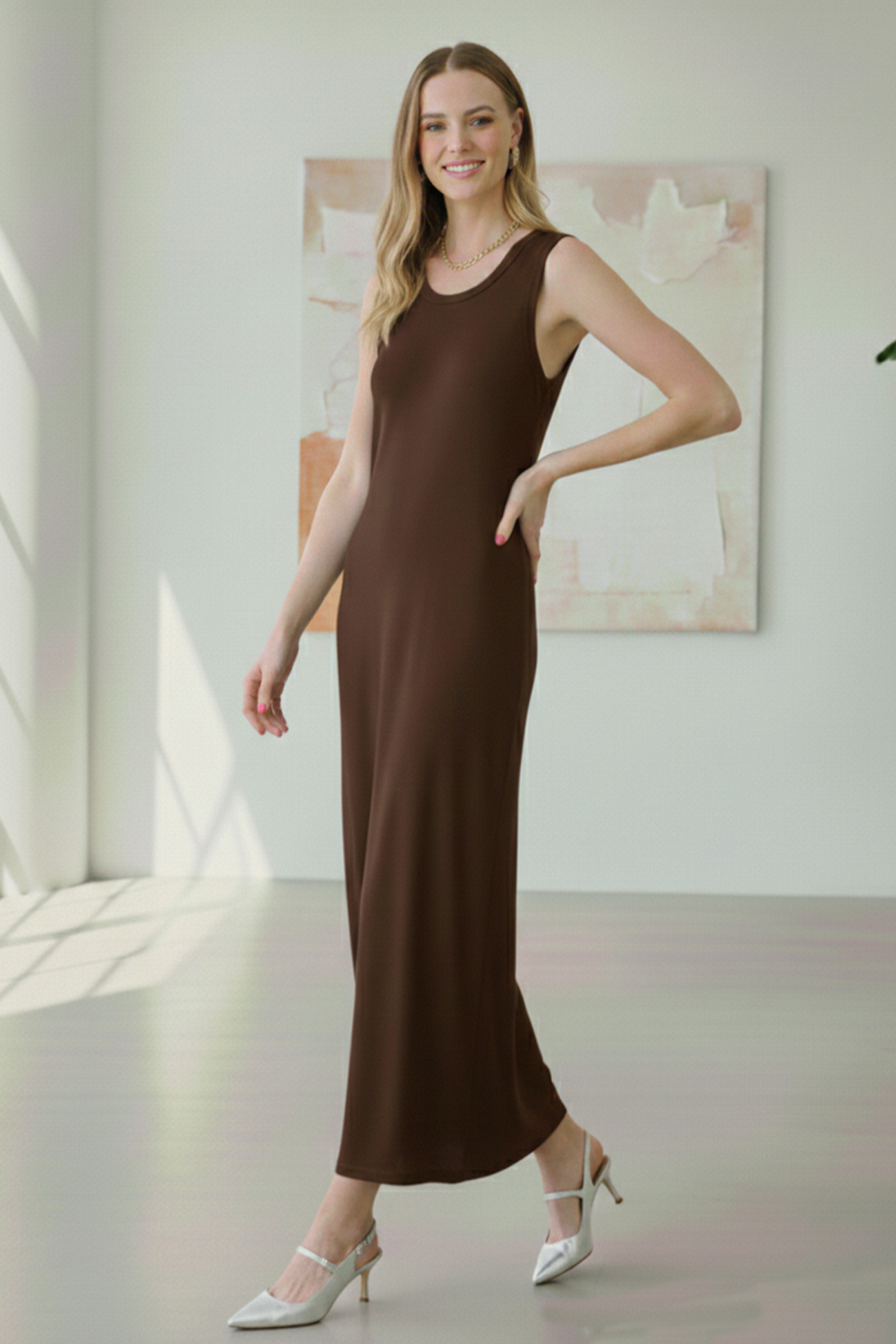 Kolsuz Penye İçlik Elbise