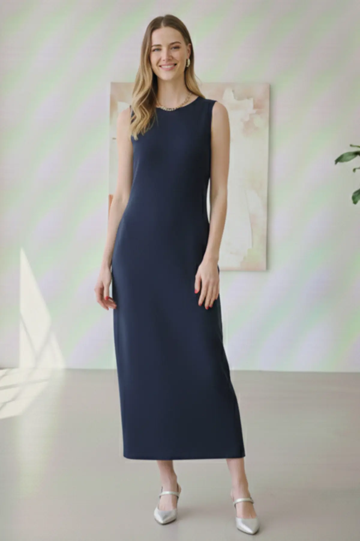 Kolsuz Penye İçlik Elbise