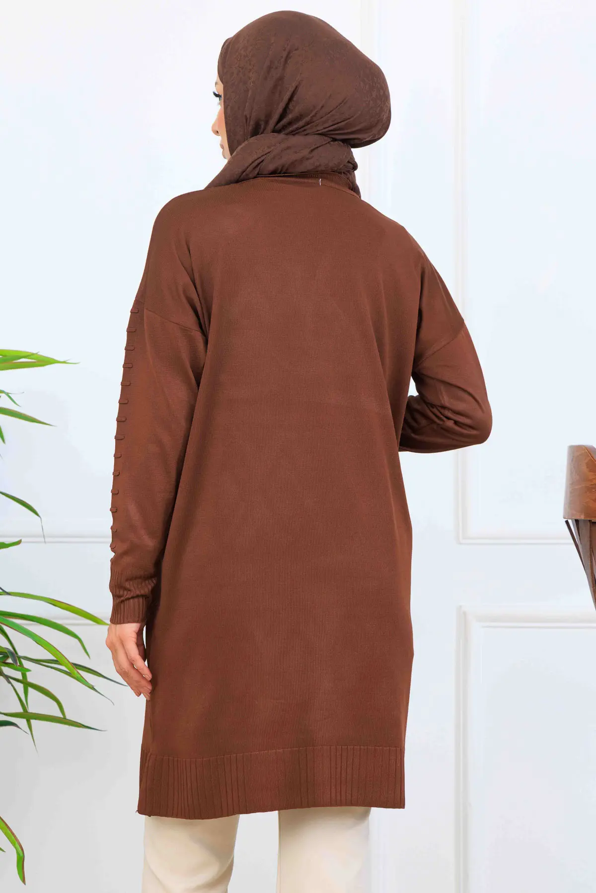 Kolu Desenli Merserize Tunik-detail