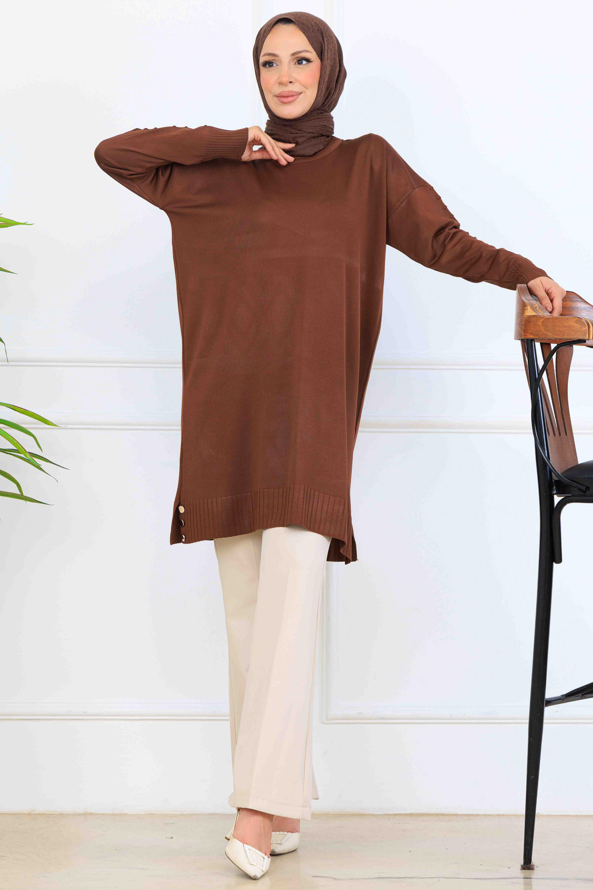 Mercerized Tunic With Patterned Sleeves