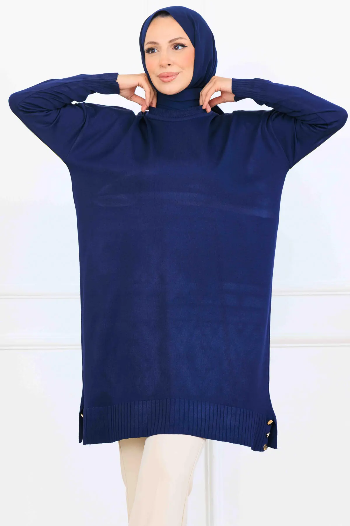 Kolu Desenli Merserize Tunik-detail