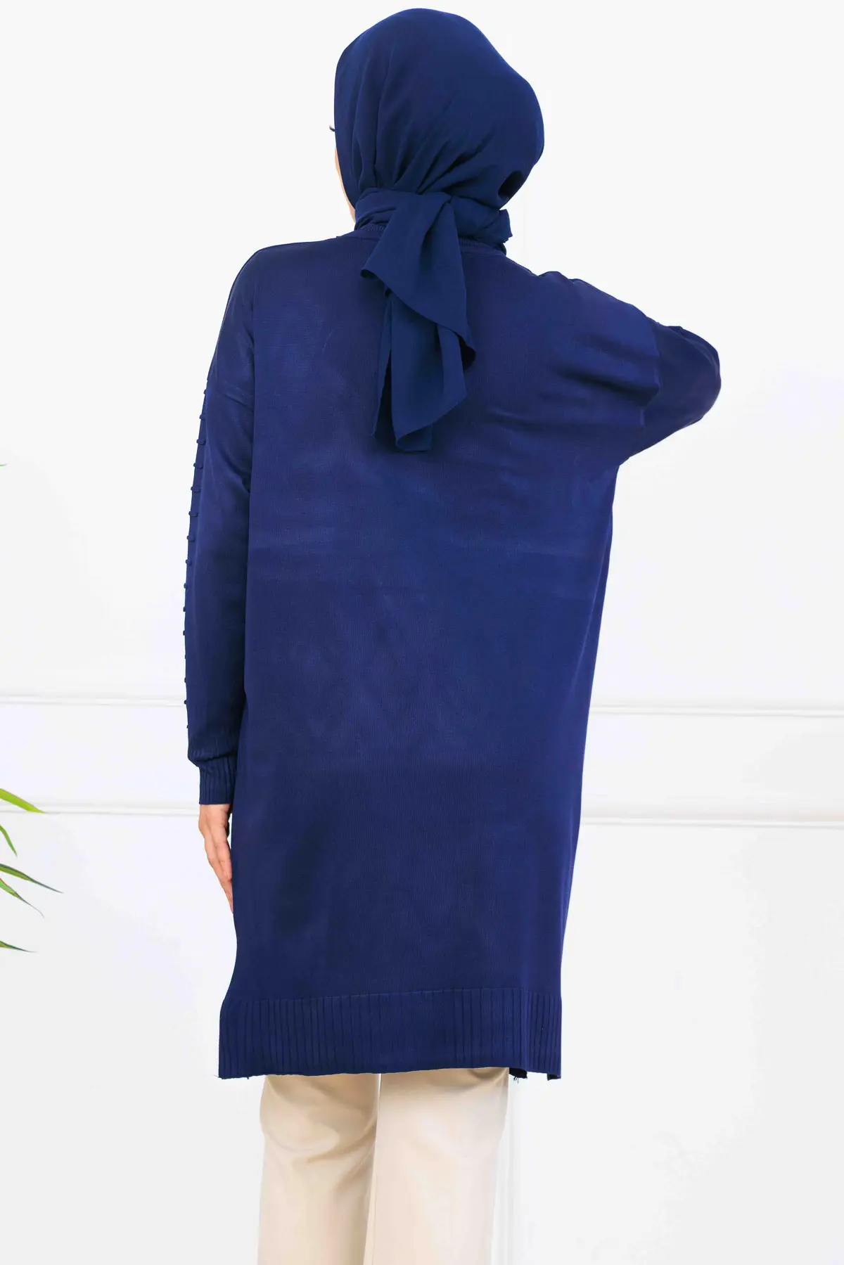 Kolu Desenli Merserize Tunik-detail