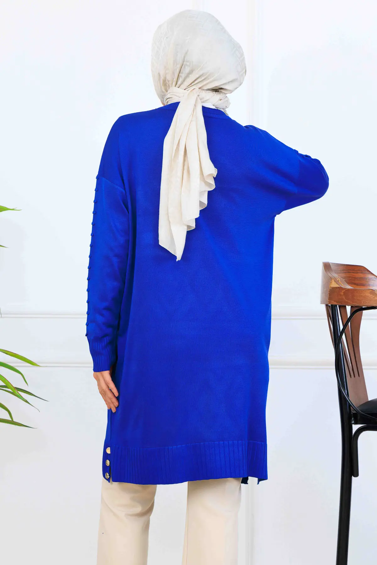 Kolu Desenli Merserize Tunik-detail