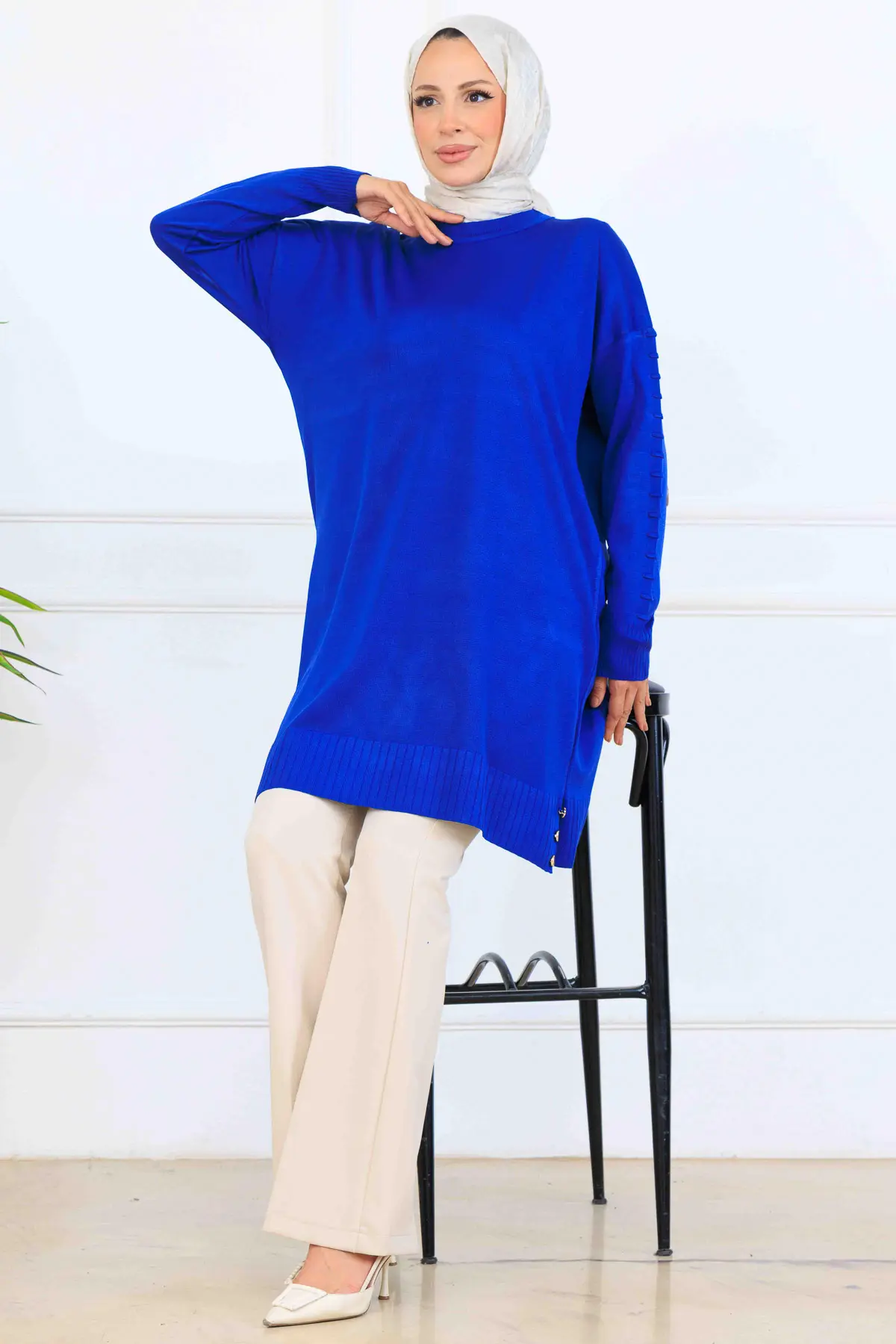 Kolu Desenli Merserize Tunik