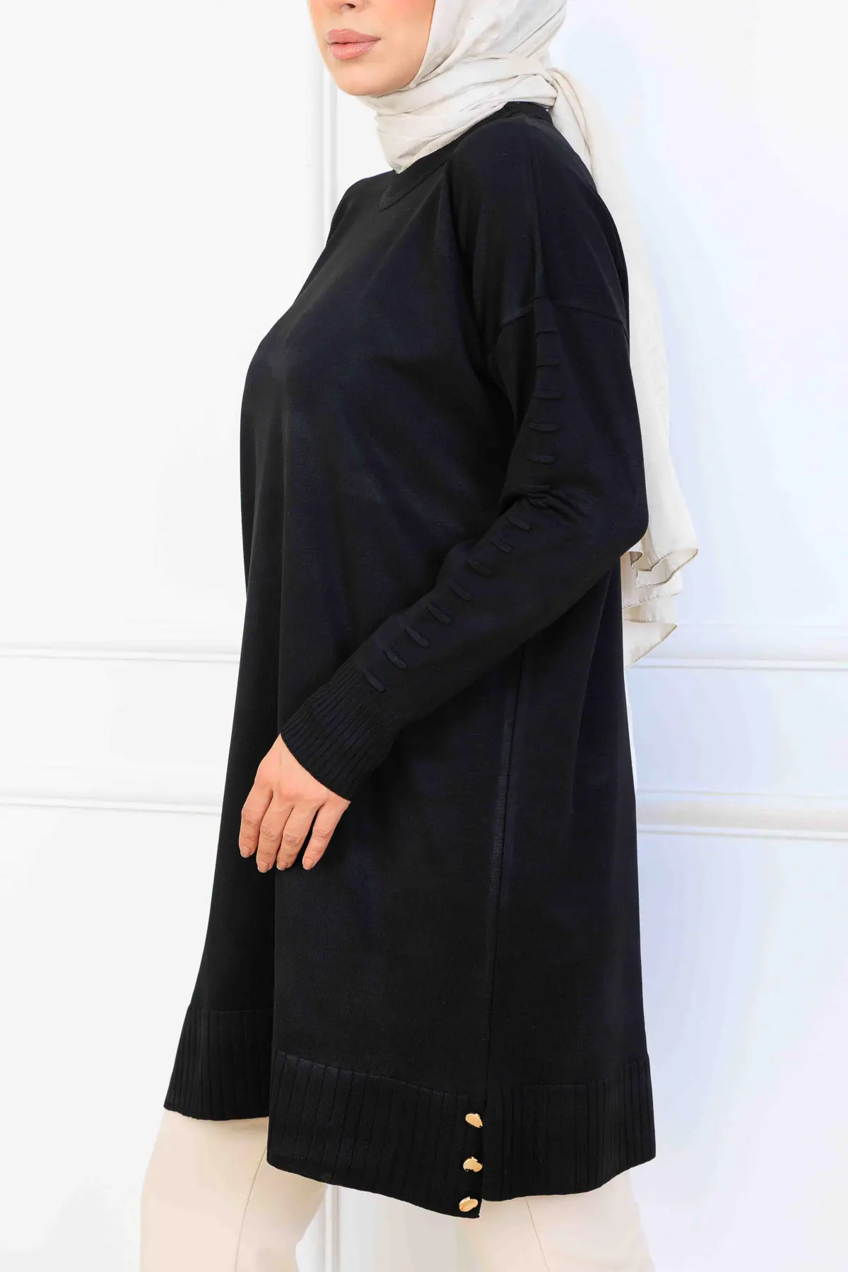 Kolu Desenli Merserize Tunik-detail