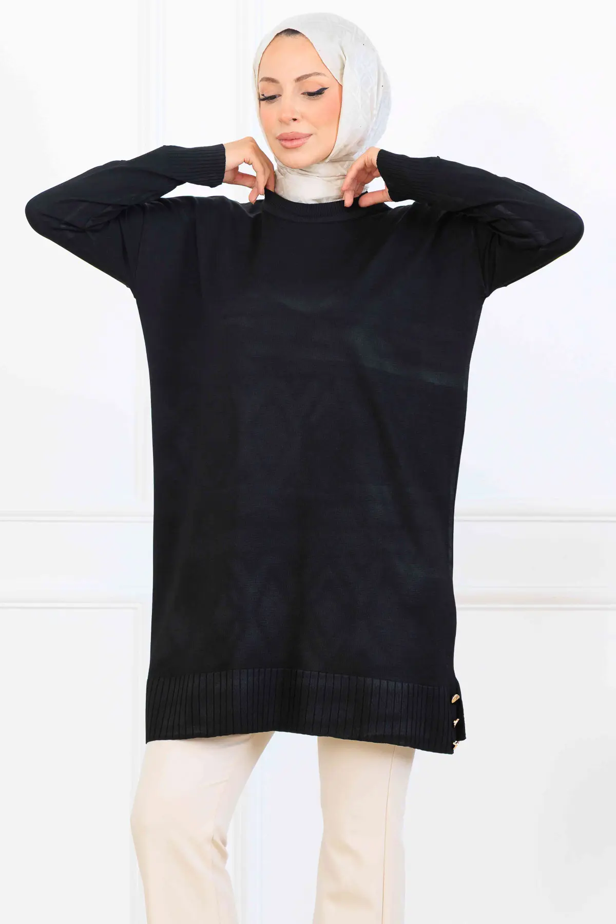 Kolu Desenli Merserize Tunik-detail