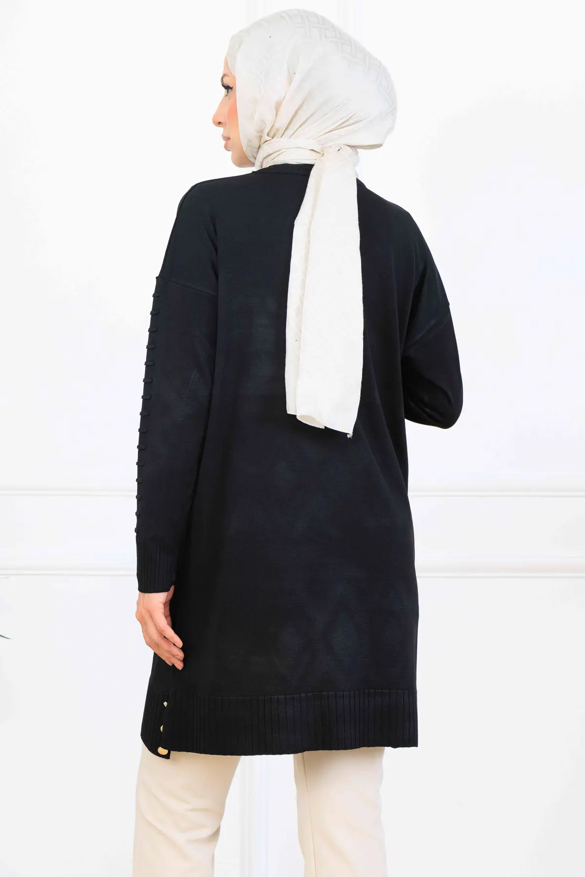 Kolu Desenli Merserize Tunik-detail