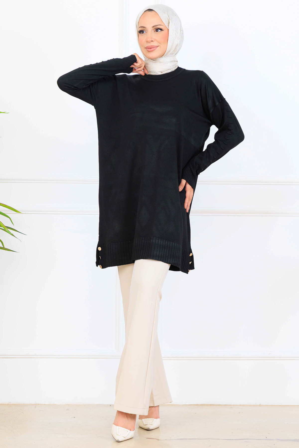 Kolu Desenli Merserize Tunik