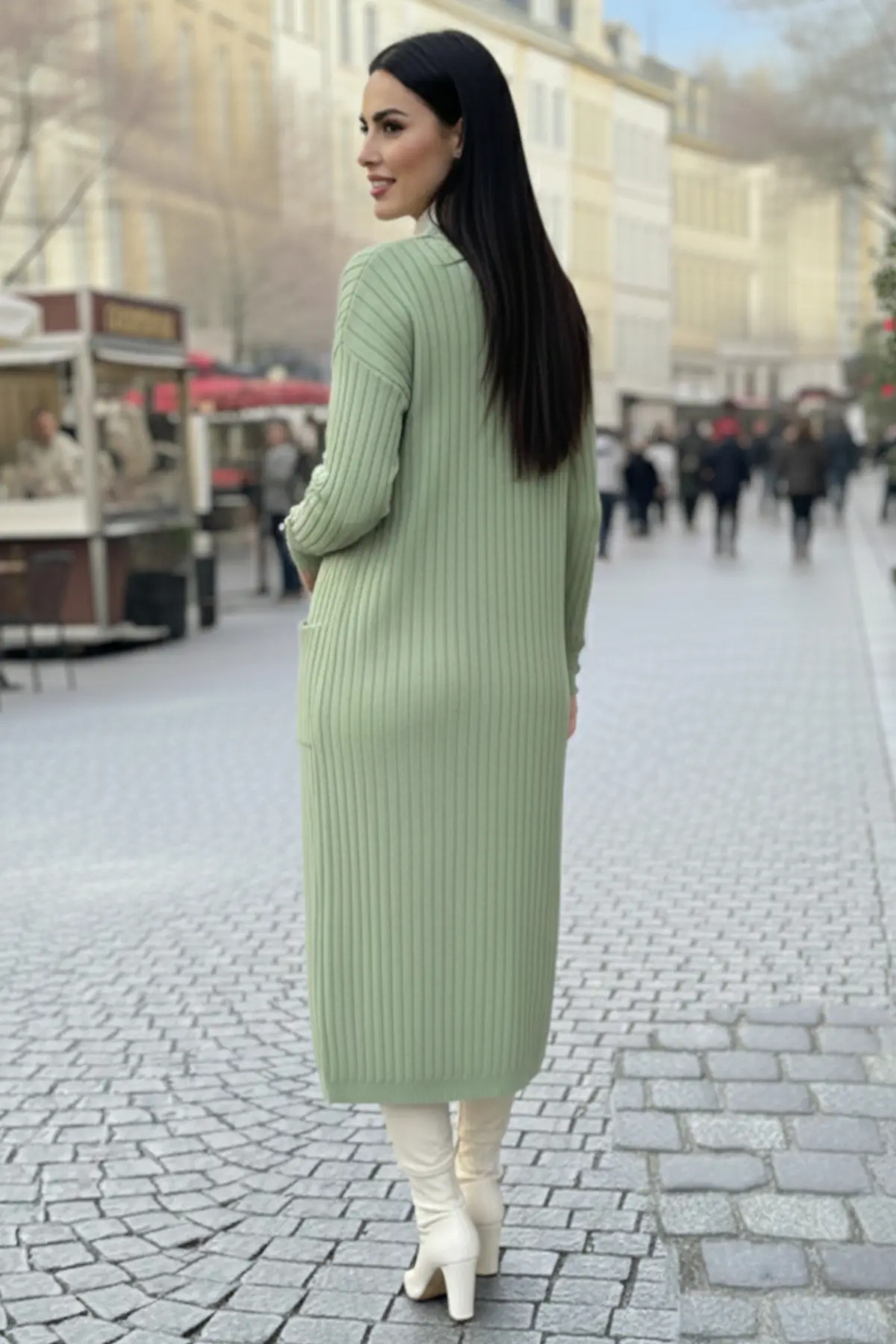 Kolu Düğmeli Fitilli Triko Hırka-detail