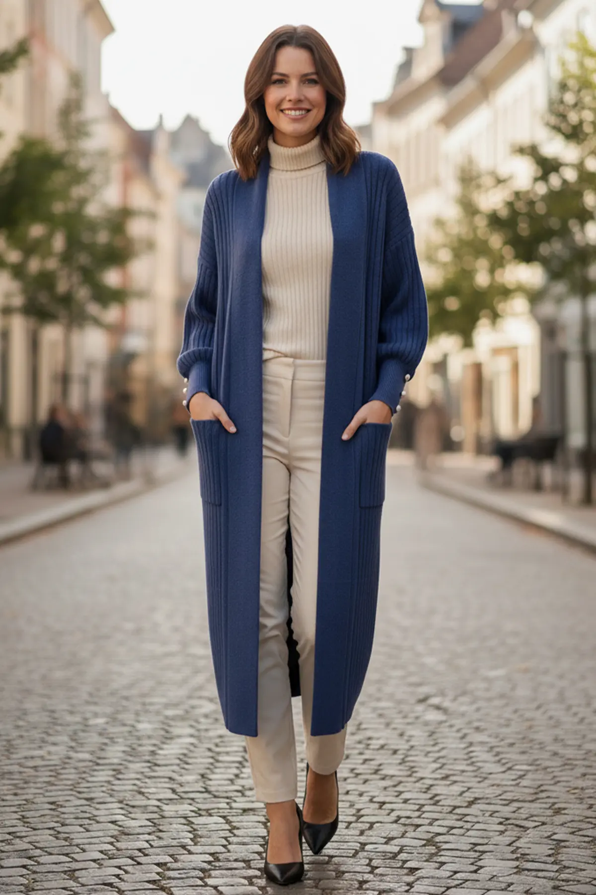 Kolu Düğmeli Fitilli Triko Hırka-detail