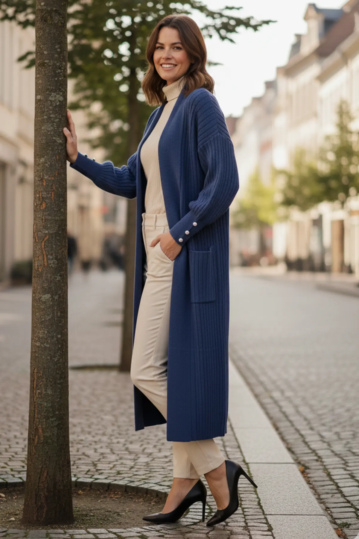 Kolu Düğmeli Fitilli Triko Hırka