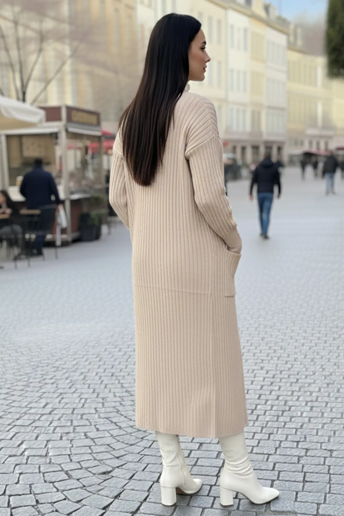 Kolu Düğmeli Fitilli Triko Hırka-detail