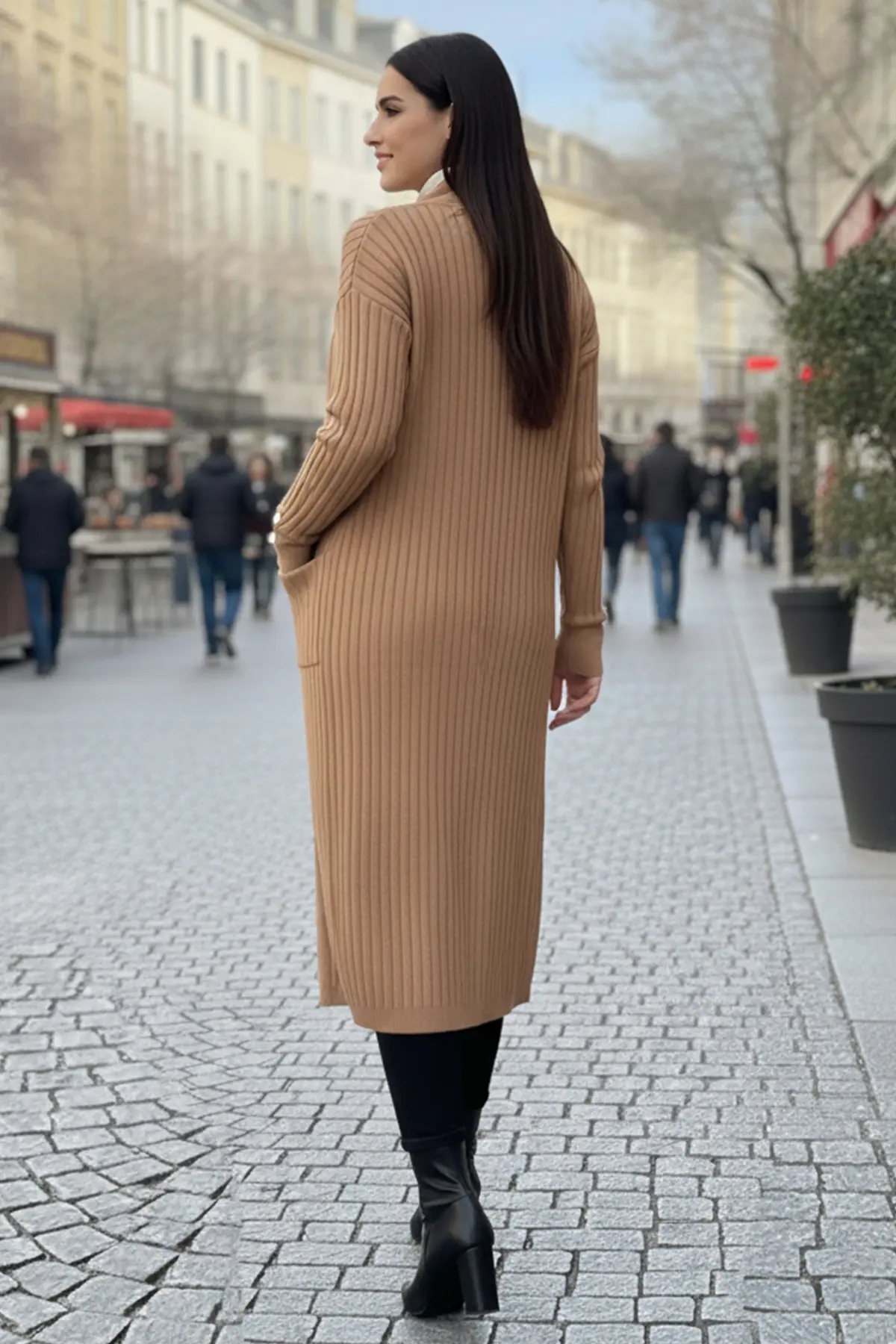 Kolu Düğmeli Fitilli Triko Hırka-detail