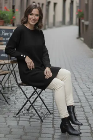 Buttoned Sleeve Knitted Sweater