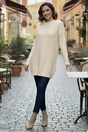 Buttoned Sleeve Knitted Sweater